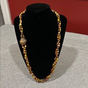 Multicolor freshwater pearl Necklace with Shell Pendant